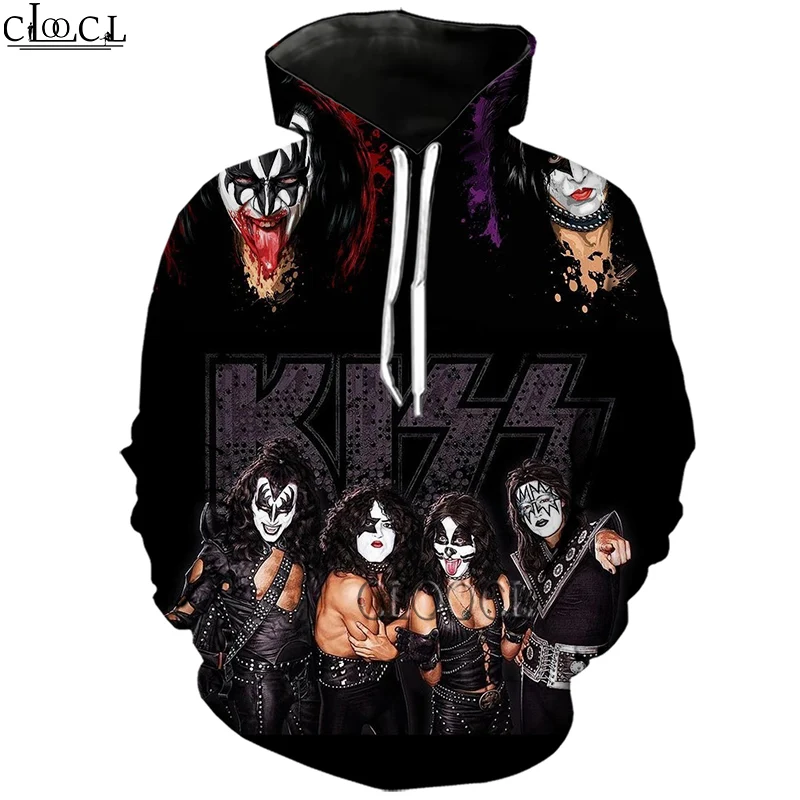 HX Fashion Men Women Heavy Metal KISS Rock Band 3D Print Hoodie Unisex Casual Harajuku Style Hot Sale Hoody Tops Drop Shipping