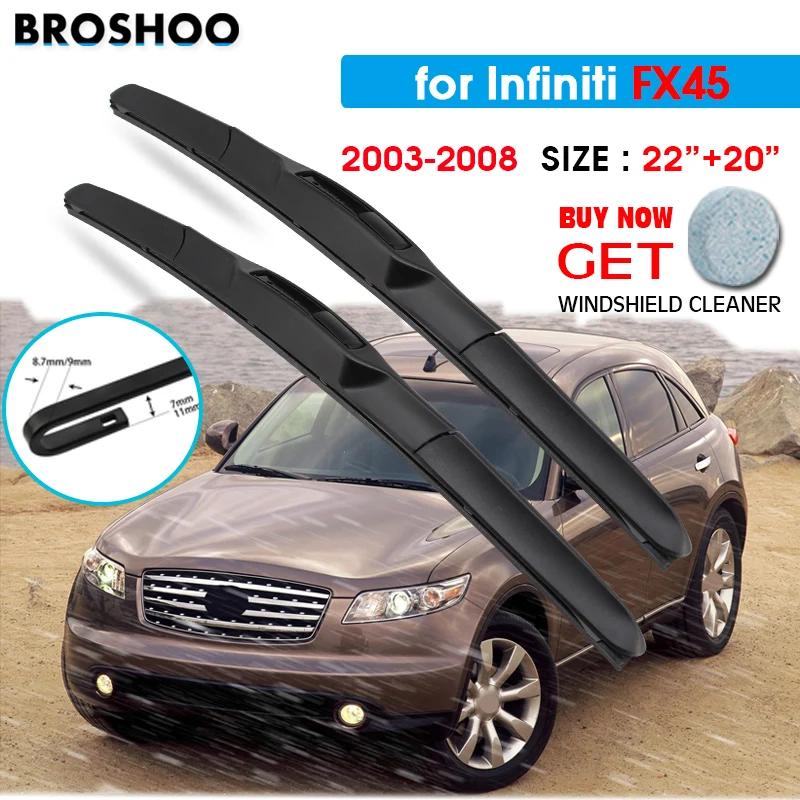 

Car Wiper Blade For Infiniti FX45 22"+20" 2003-2008 Auto Windscreen Windshield Wipers Blades Window Wash Fit U Hook Arms