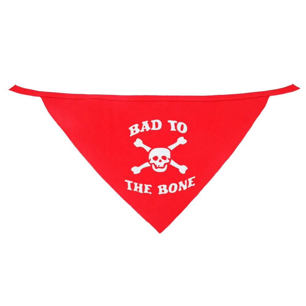 BAD TO THE BONE Skull รูปแบบคอปรับสุนัขผ้าพันคอผ้าพันคอสัตว์เลี้ยงน่ารัก Neckerchief สำหรับสุนัข Puppy Dog Cat สัตว์เลี้ยง Bibs