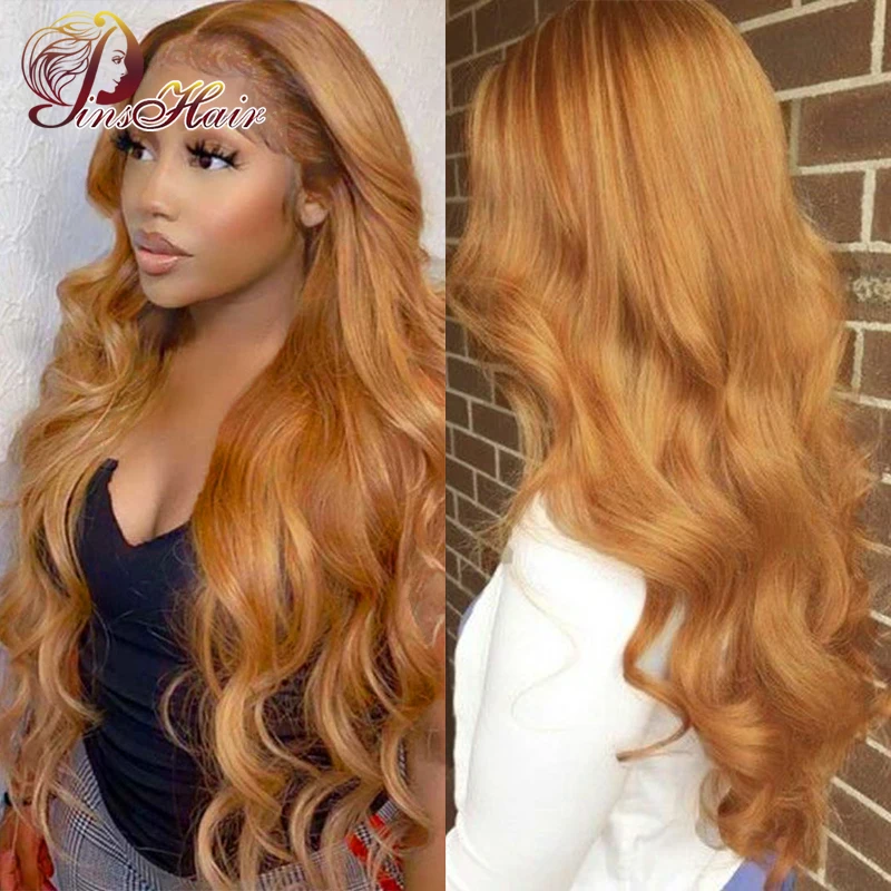 

#30 Honey Blonde Lace Front Human Hair Wigs Body Wave 13x4 Lace Frontal Wig Ginger Brown Lace Front Wig For Women Remy Hair 180%