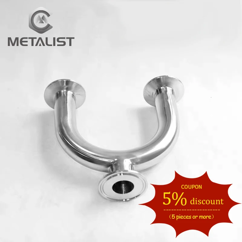 

METALIST 2.5" Pipe OD 57MM.63MM Sanitary U Shape 3 Way SS304 Stainless Steel Fit Flange OD 77.5MM 2.5" Tri Clamp