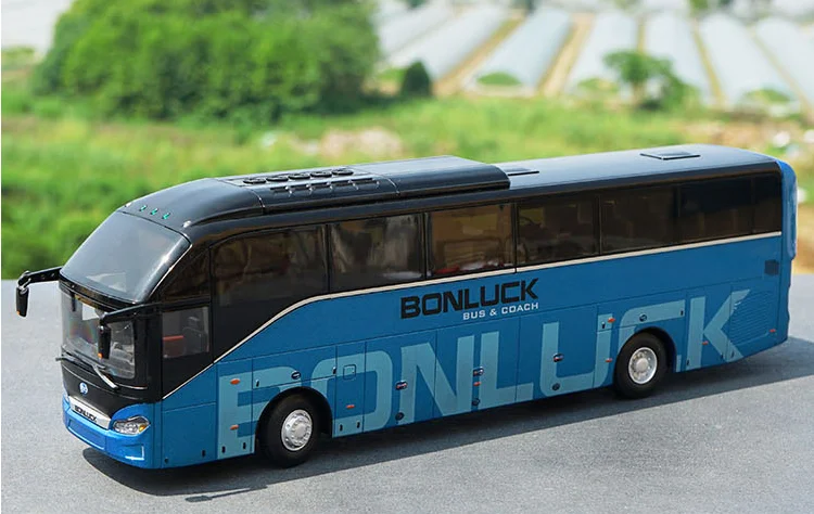 Original Factory Authentic 1:42 Scale Blue Diecast Bonluck Falcon Lx Bus Model for Birthday/christmas Gift