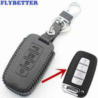 FLYBETTER Genuine Leather 4Button Key Case Cover For Hyundai Accent/Elantra/IX35/Sonata For Kia Sportage/Sorento/KX3 L98