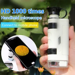 80X-120X zoom mobile phone microscope LED light jade jewelry identification magnifying glass with mobile phone clip