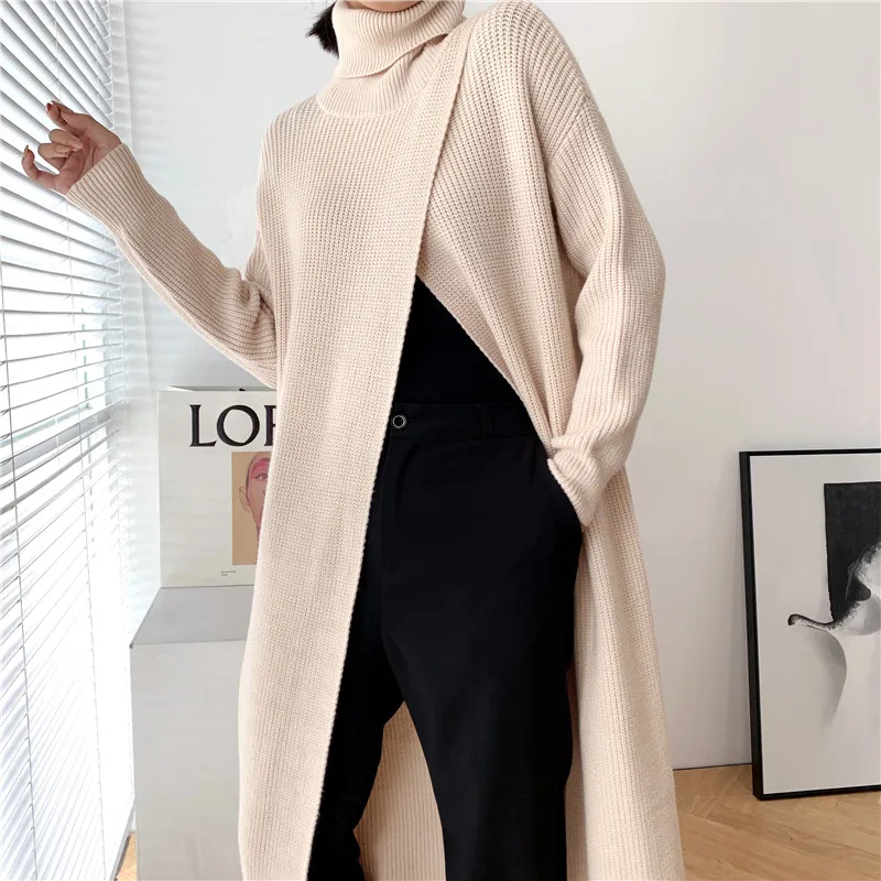 [ZAYAU]Vent Long Knitting Sweater Loose Fit Turtleneck Long Sleeve Women Pullovers New Fashion Tide Autumn Winter 2023