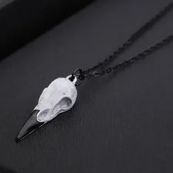 3D Raven Skull Pendant Necklace Resin Replica Raven Crow Gothic Gift Goth Skull Jewelry Free Shipping