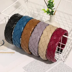 New Fashion Elegant Versatile Temperament PU Leather Fold Mesh Headband for Women Girl Hair Accessories Headwear