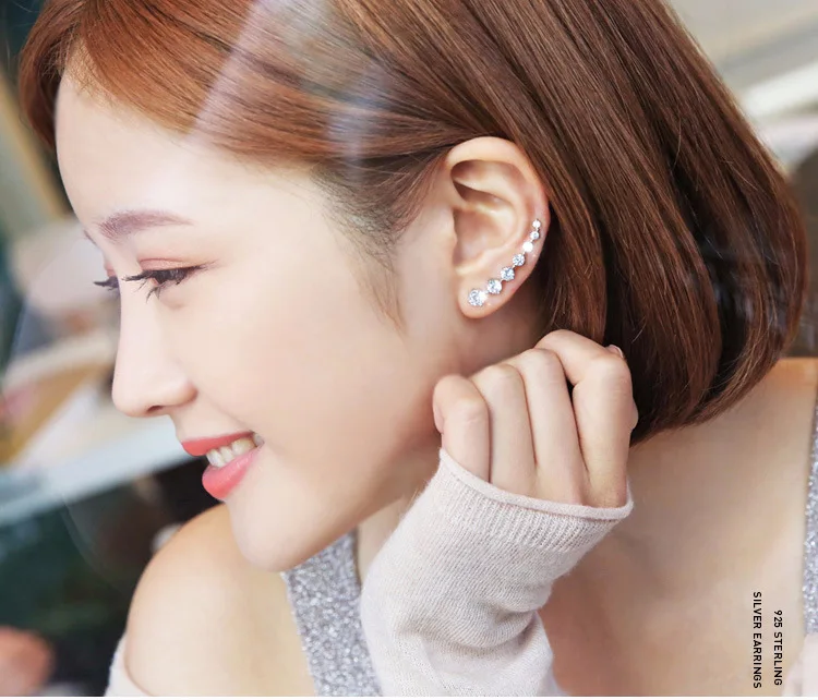 New Fashion High Quality Super Shiny Zircon 925 Sterling Silver Stud Earring for Women Jewelry Wholesale Gift Oorbellen