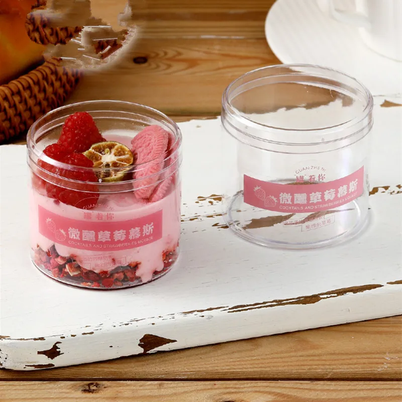 

20pcs High quality chesse cake mousse box transparent yogurt pudding packaging boxes hard plastic dessert cup with lid 200ML