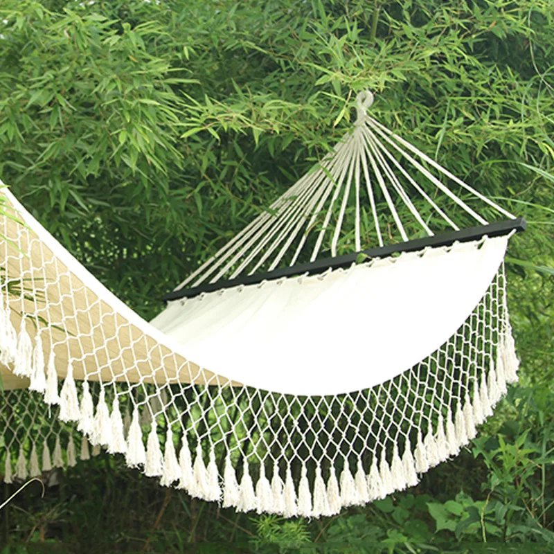 Outdoor Hammock Camping Leisure Swing Indoor Tassel Cotton Belt Lace Canvas Hammock Chair Swing