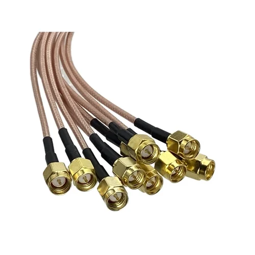 Imagen 2 del producto 10 Uds Cable RG316 conector macho SMA a conector hembra SMA conector de mamparo engarzado RF Cable en espiral para antena de Radio 4 pulgadas ~ 5M