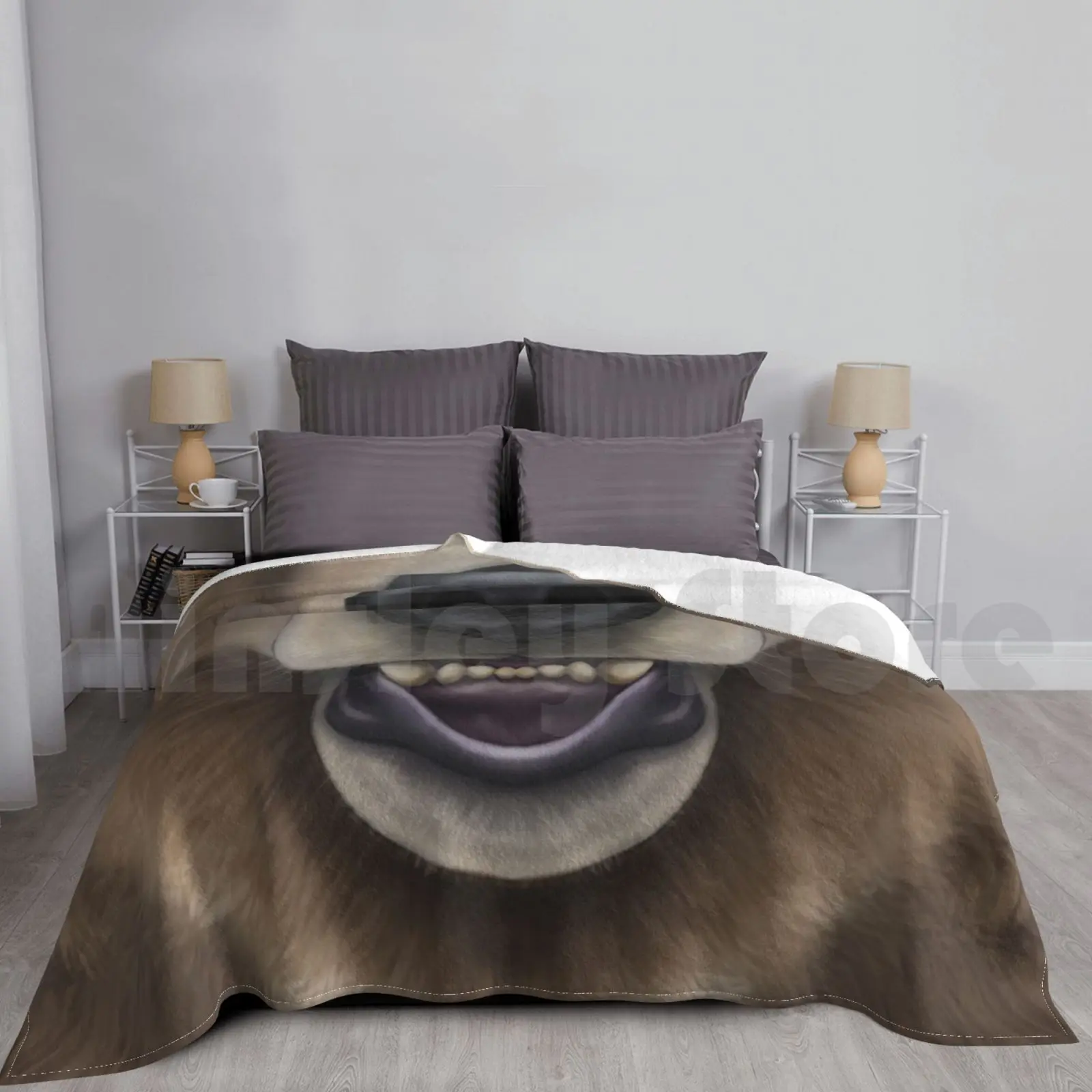 Grizzly Bear Face Blanket Super Soft Warm Light Thin Grizzly Bear Brown Kodiak Ursa Ursine Ursid Animal Furry Anthro