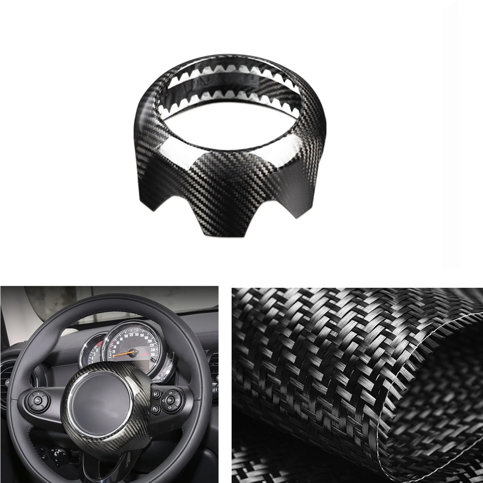 

Real Carbon Fiber Steering Wheel Center Panel Frame Cover Trim Shell Cap For Mini Cooper F Series F54 F55 F56 F57 F60 2013-2022