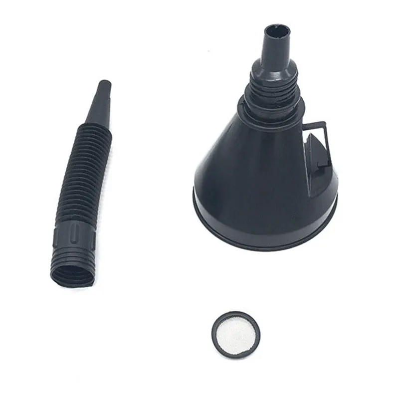 Φ14.2CM Universal เติมน้ำมันช่องทางสำหรับรถยนต์และรถจักรยานยนต์พลาสติกรถยนต์เครื่องยนต์อัตโนมัติ Oiler กรองช่องทางกับกรองตาข่าย