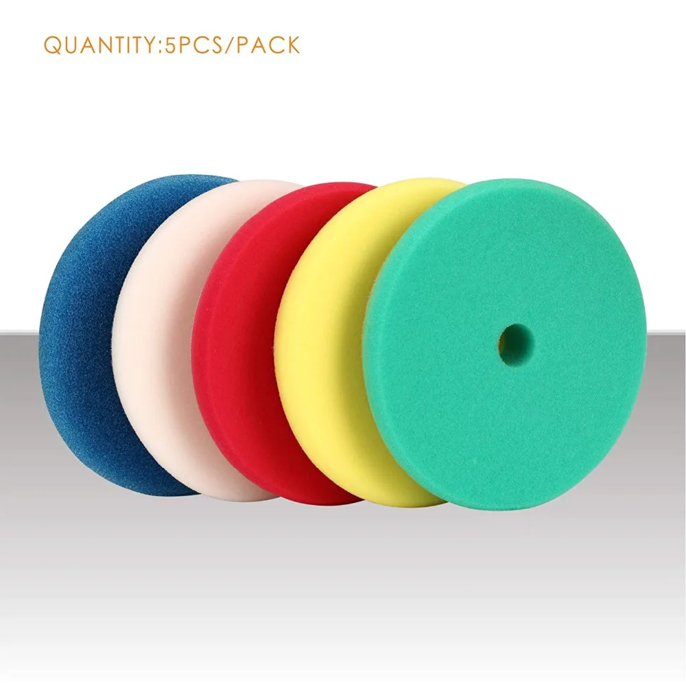 Free shipping (150mm) Light Cut And Finish Buffing Polishing Pads Buffer For RO/DA Car Dual Action Waxing Polisher 5Pcs Mix Colo
