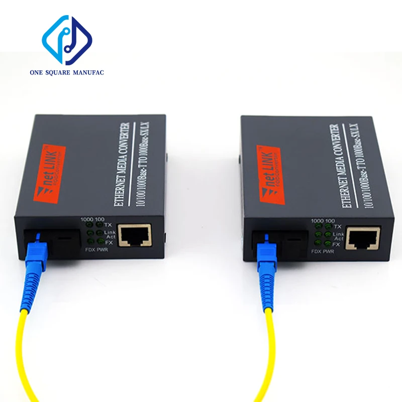 NetLink HTB-GS-03 A/B Fibra Media Converter 20km 10/100/1000Mbps SC RJ45 Single-Mode Port Transceiver External Power Supply