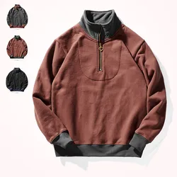 Autumn and Winter American Style Hoodies Men's Fashion Turtleneck Loose Solid Color Pullover Plus Velvet Thickened Sweatshirts