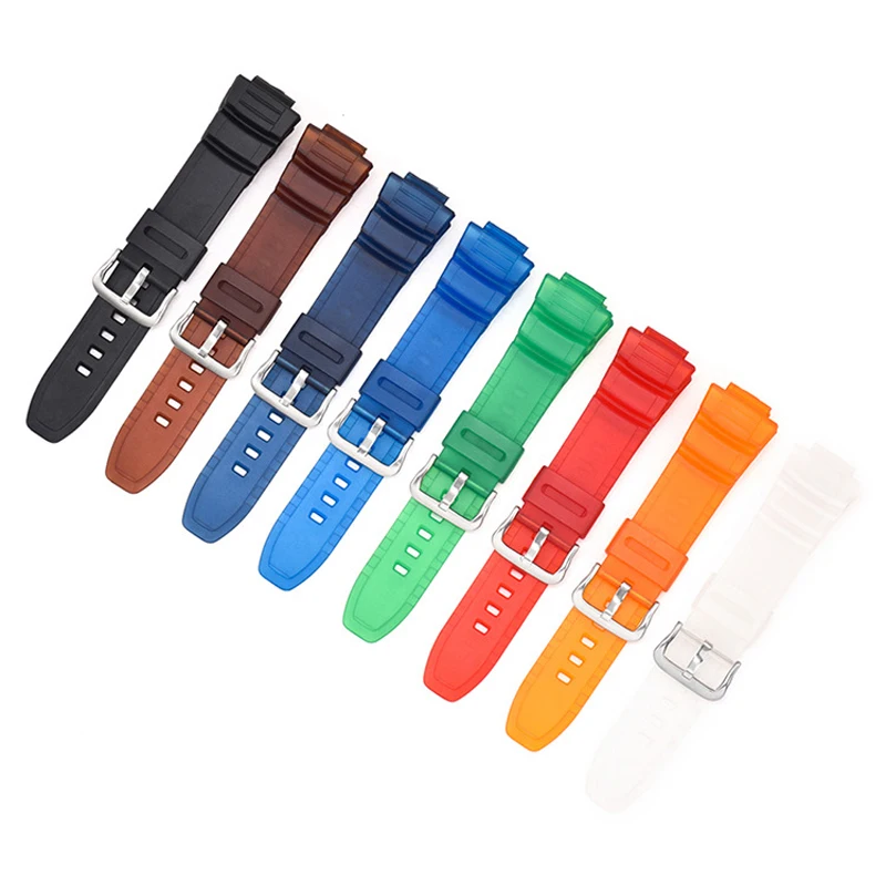 Silicone Watch Band for Casio MCW-100H/110H/W-S220/HDD-S100  WV-200/AE-2000/2100 Resin Strap 16mm Wristwatch Accessories