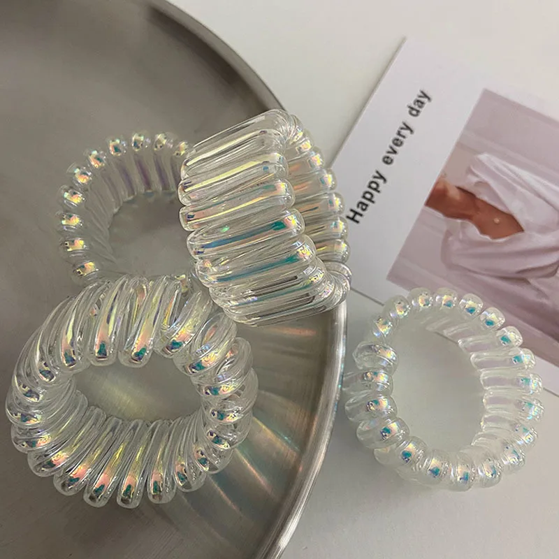 Die Neue Trendy Weiß Transparent Telefon Schnur Haar ring Elastische haar band Frau Pferdeschwanz haarband Haar zubehör