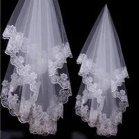 White Ivory Lace Embroidery Wedding Veils 1 Layer Married Wedding Accessories 2024