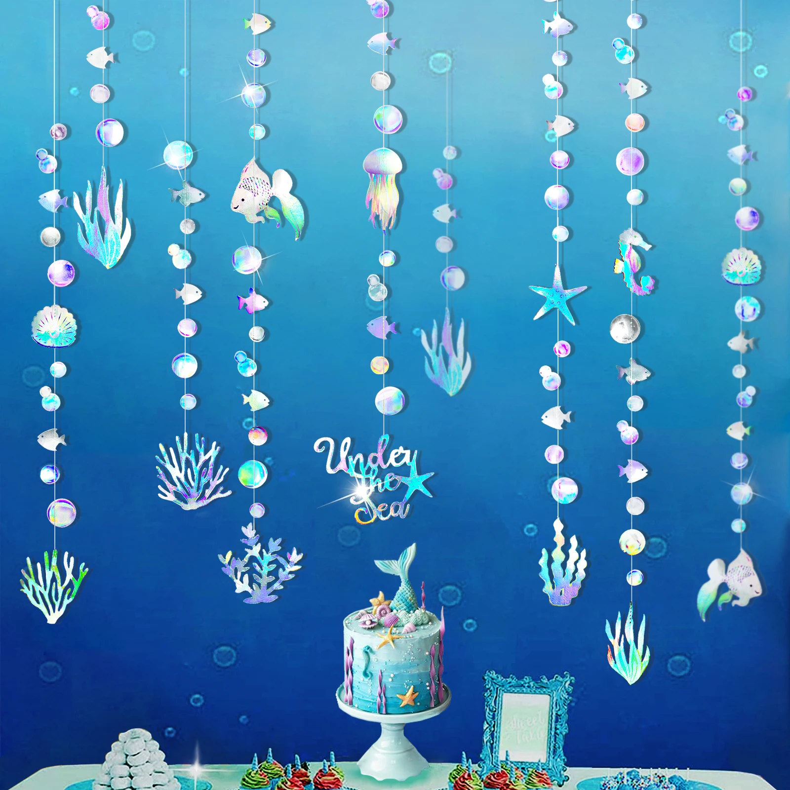 

Under the Sea Birthday Themed Party Decorations Seashell Starfish Seaweed Seahorse Table Ornaments Baby Shower Hanging Garlands