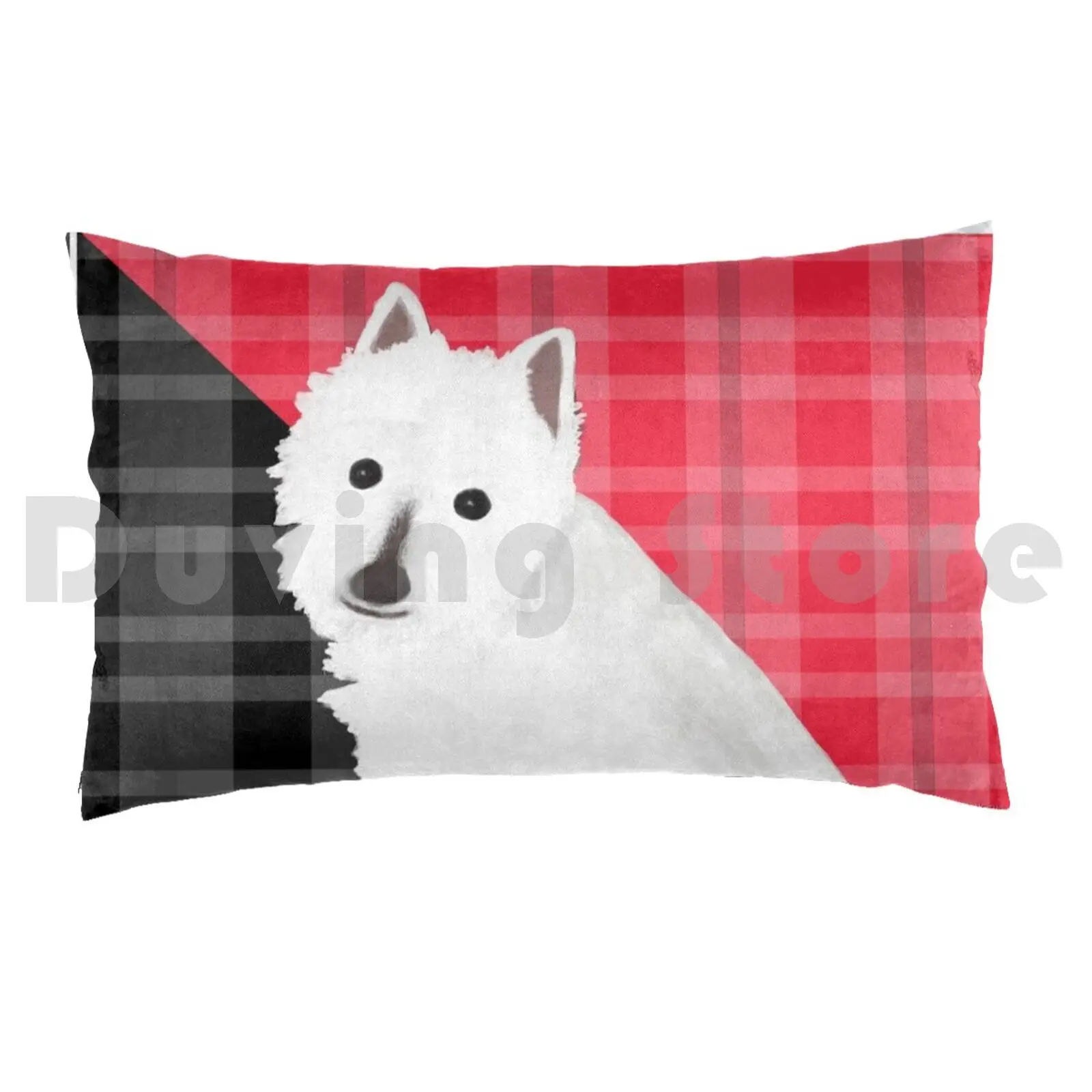 Pillow Case Fiona The Westie With Red And Black Plaid 811 Westie West Highland White Terrier