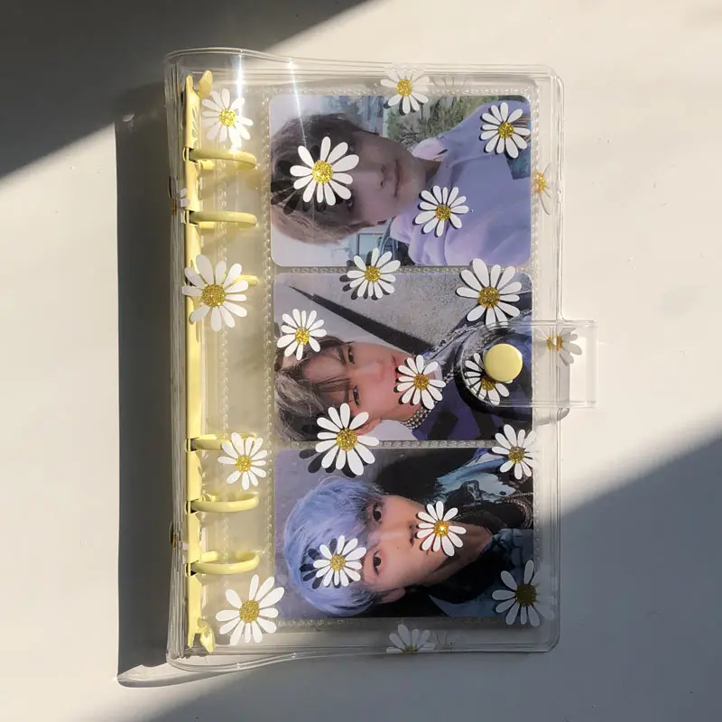 A6 Chrysanthemum Transparent Binder Notebook Pockets Mini Photo Album for Cards Drawing Photo Slides Name Card