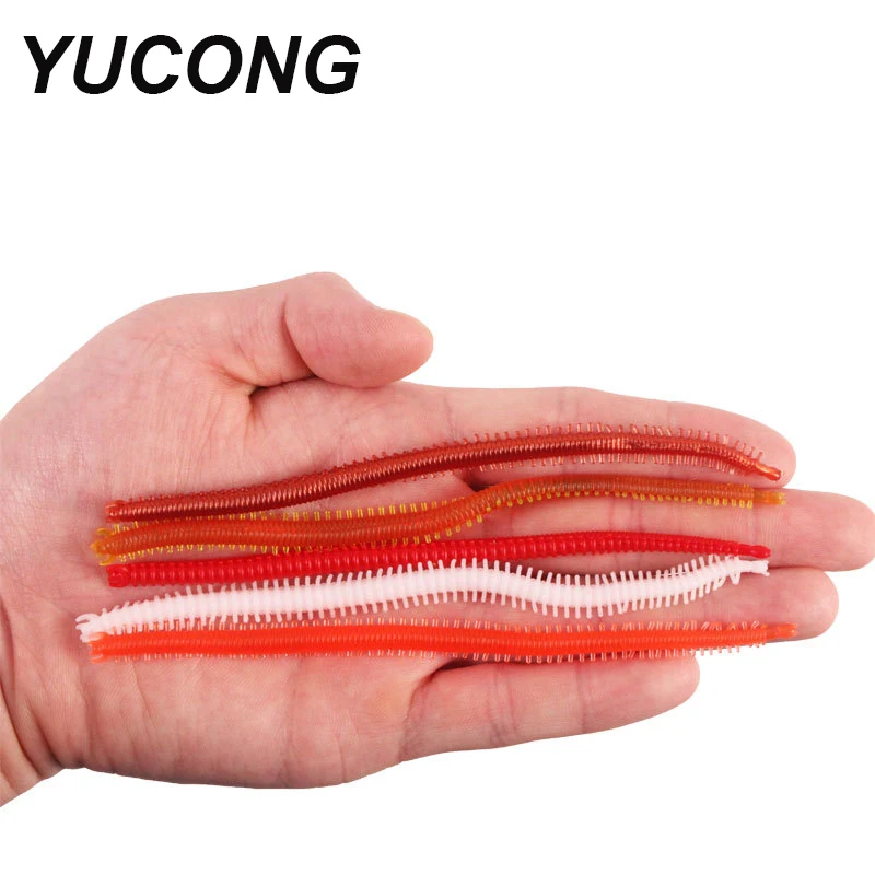 YUCONG-Silicone Earthworm Iscas, Swimbaits macios, iscas de pesca, borracha Wobblers, Silkworms Mar, Swimbaits, 135 milímetros-1,9g, 10pcs