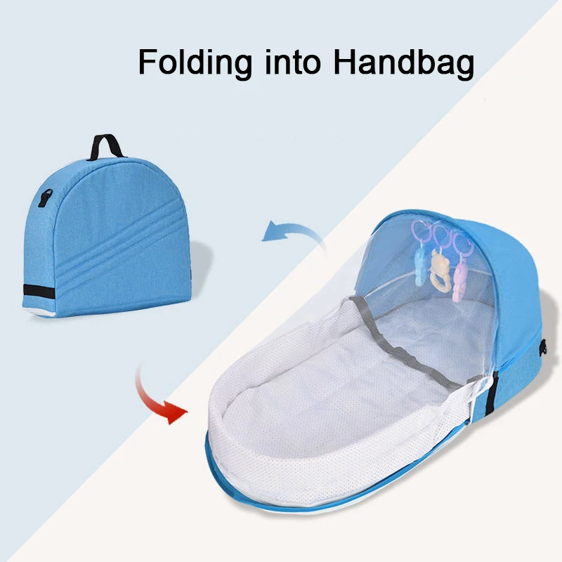 Multifunctional Bed Moses Basket Travel Portable Folding Cradle For Baby Handbag Style Infant Crib With Mosquito Net