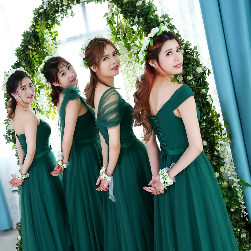 Customized Green Bridesmaid Dress Mother of the Bride Dresses Guest Lace Up Wedding Party Dress For Bridesmaid Gown Long Robe