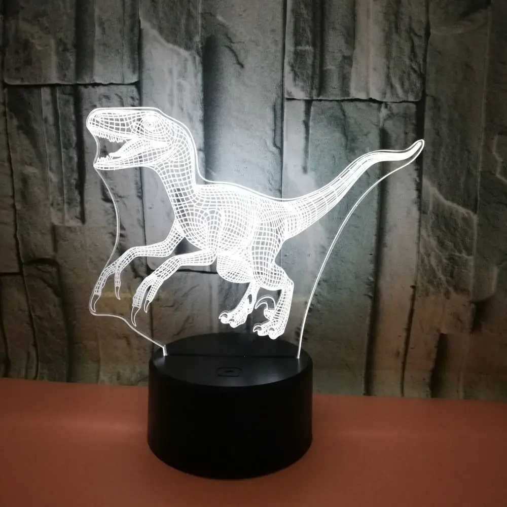 Acrylic Dinosaur 3D LED Night Light 7 Color Changing USB Touch Remote Control Kids Table Lamp for Home Bedroom Decor