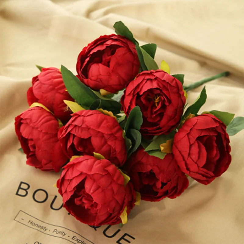 

10Pcs Artificial Flowers Bouquet Of Peony Wedding Supplies Immortal Flowers Artificial Decoration Plants