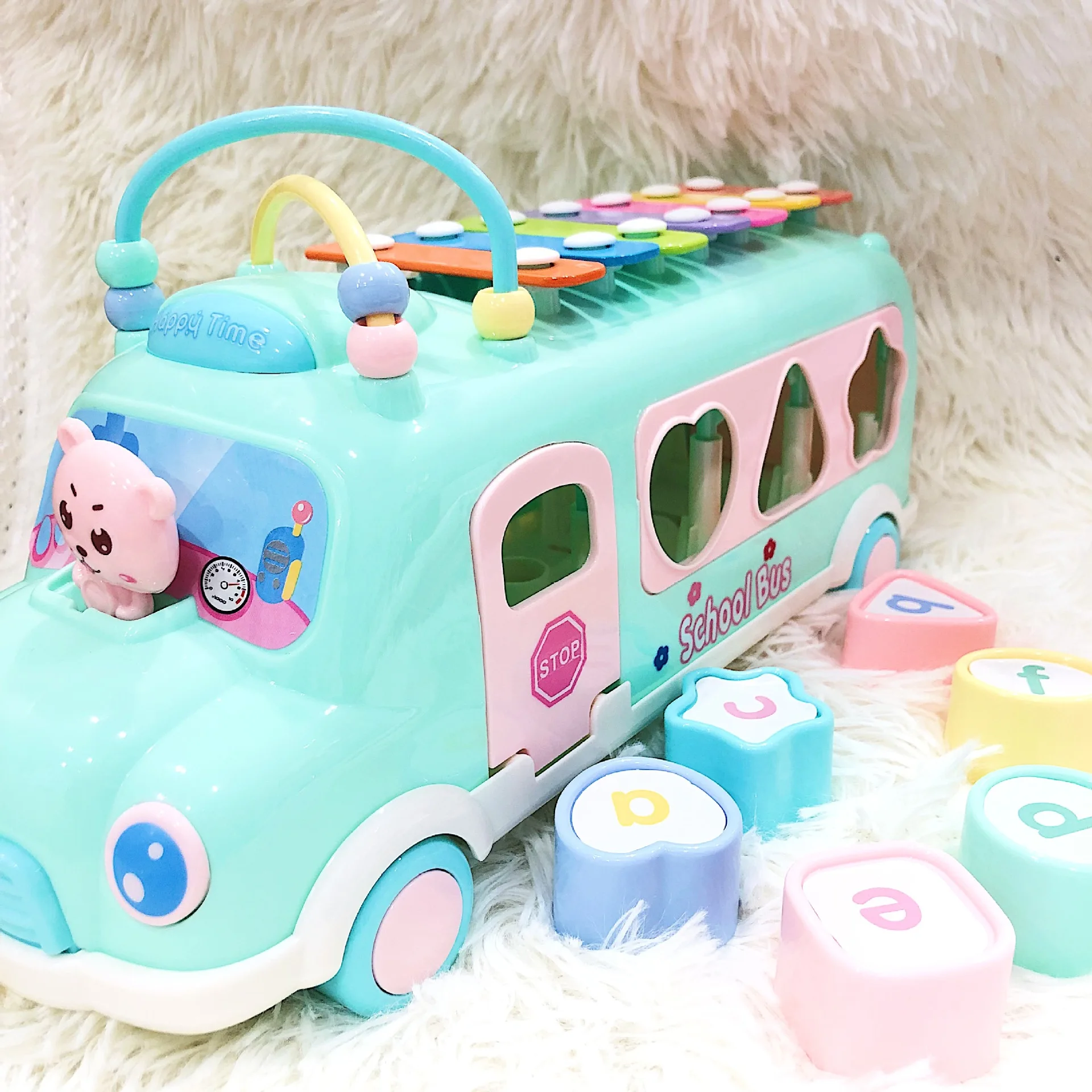 Małe dziecko zabawki Instrument muzyczny dziecko Montessori zabawki do wczesnej edukacji Knock fortepian autobus samochód edukacyjne zabawki dla dzieci 1 rok