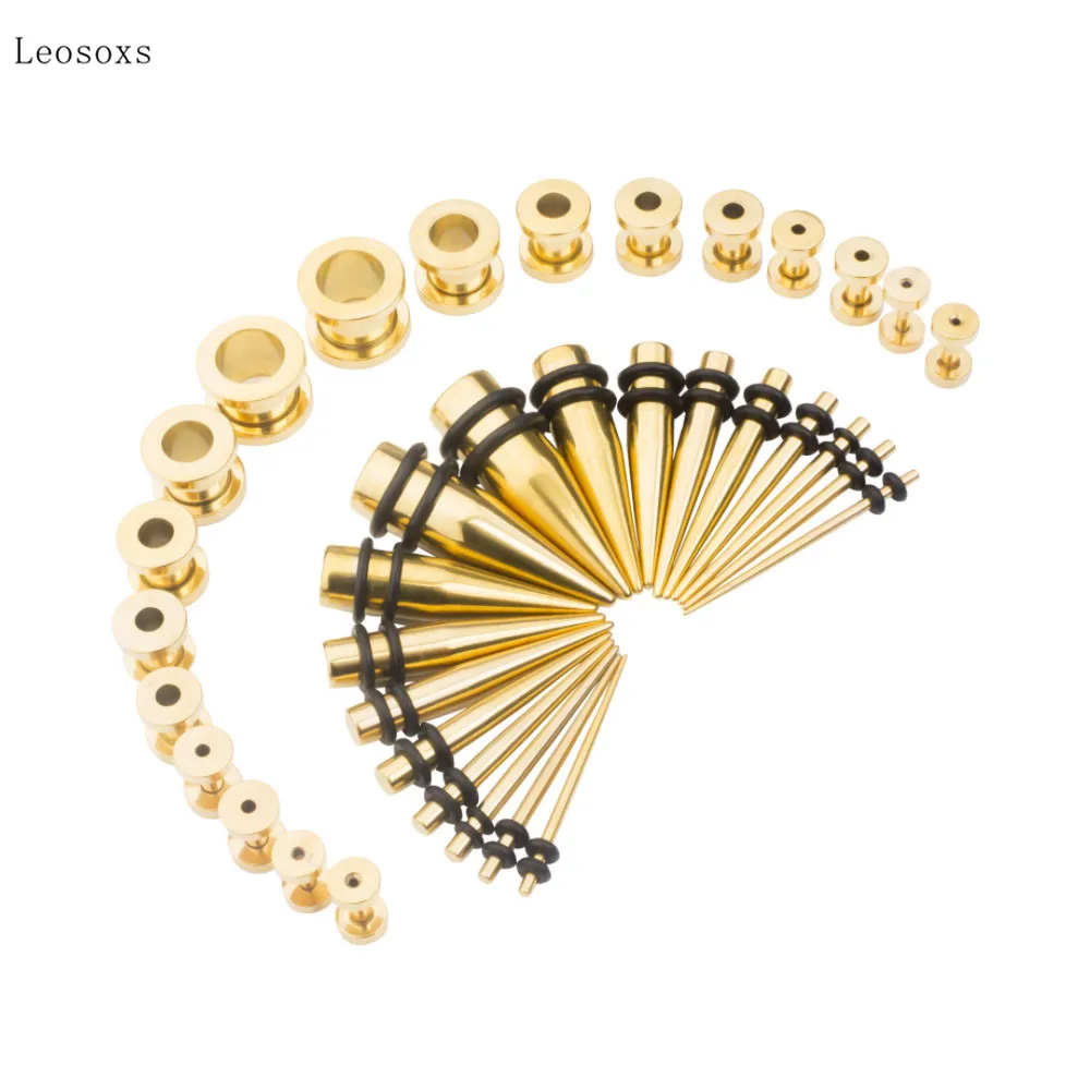 Leosoxs 36pcs New Product All-match Sharp Cone Ear Expander Body Piercing Jewelry