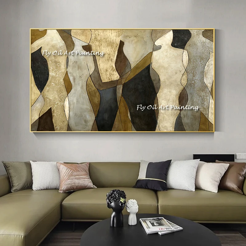 

100% Hand Painted Abstract Women Figure Oil Painting Handmade Modern Retro Abstract Wall Art Pictures For Room Home Decoration