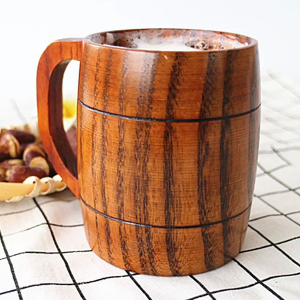 Drinking Cup Wooden Beer Mugs Coffee Cup Camping Mugs Craft Beer Glasses Wood Tankard Milk Tea Gift Natural Materials Cup