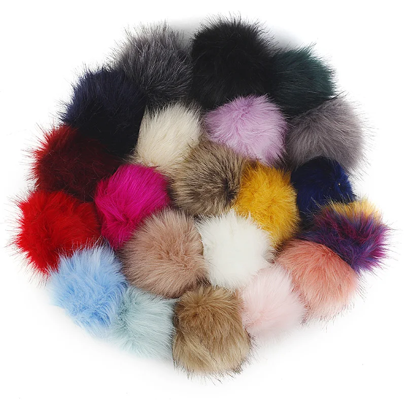 Color False Hairball Hat Ball Pom Pom For Women Faux Fox Fur PomPom Handmade DIY Artificial Wool Ball Cap Accessories