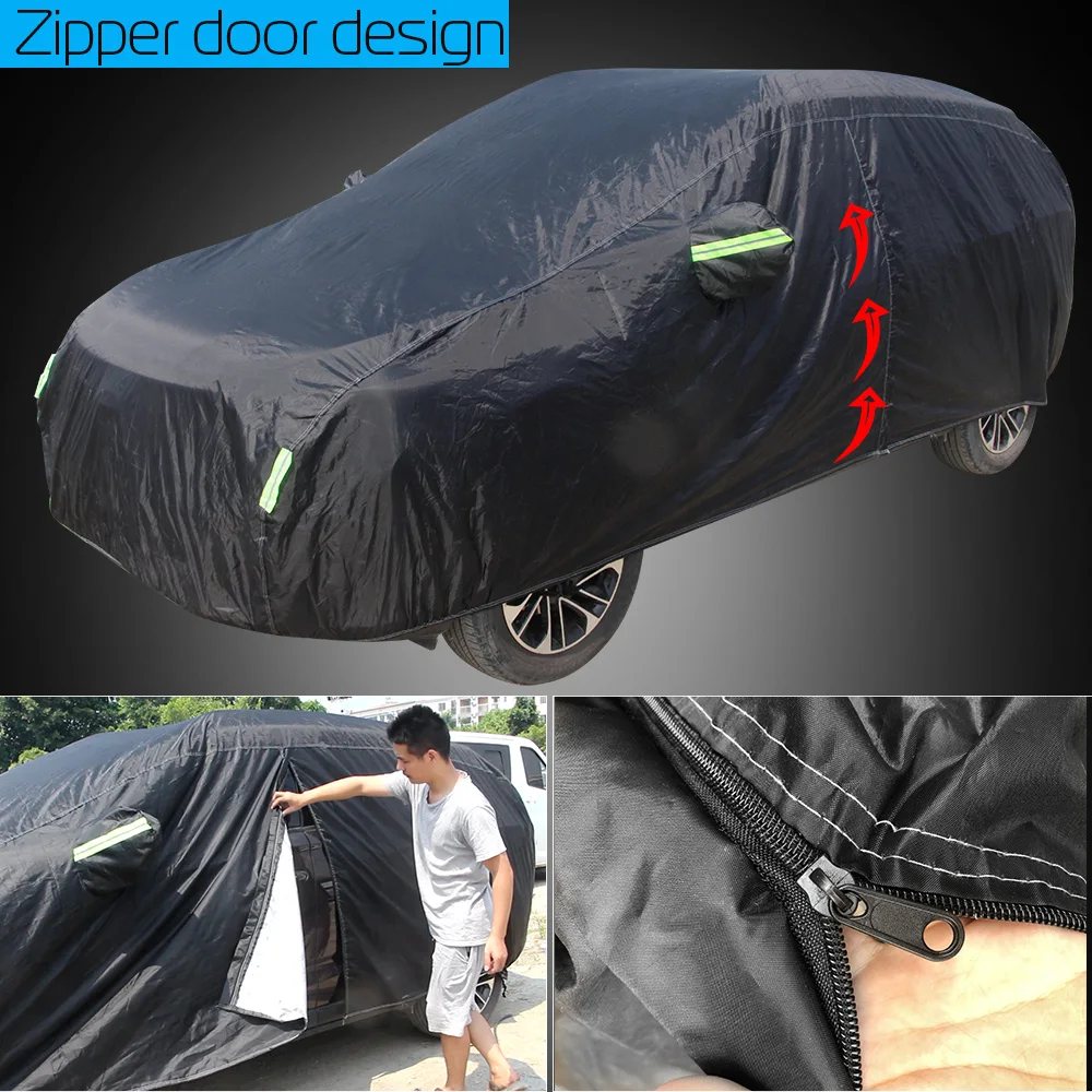 Cawanerl Full Car Cover Waterproof All Weather Sun Rain Snow Protection Anti UV Dust Proof Outdoor SUV Auto Covers Universal