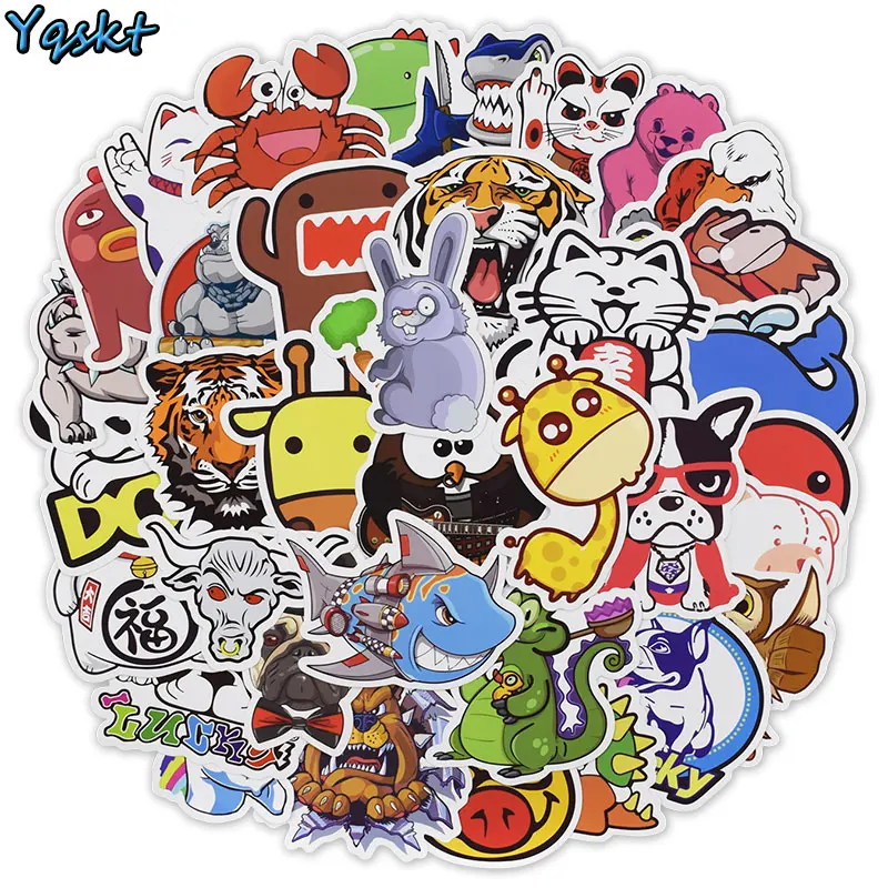 50 PCS Animal Cartoon Stickers for Laptop Skateboard Motorcycle Luggage Bicycle Home Decor Decals PVC Waterproof Sticker