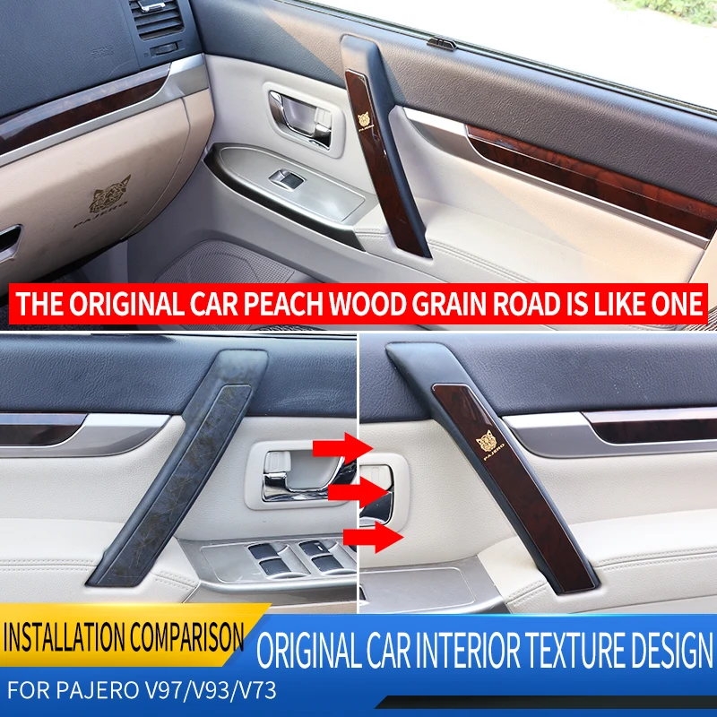 Suitable for Mitsubishi Pajero Gear Head Sticker Modification Pajero V97V93V95V98 Handle Decoration Stickers Peach Wood Door