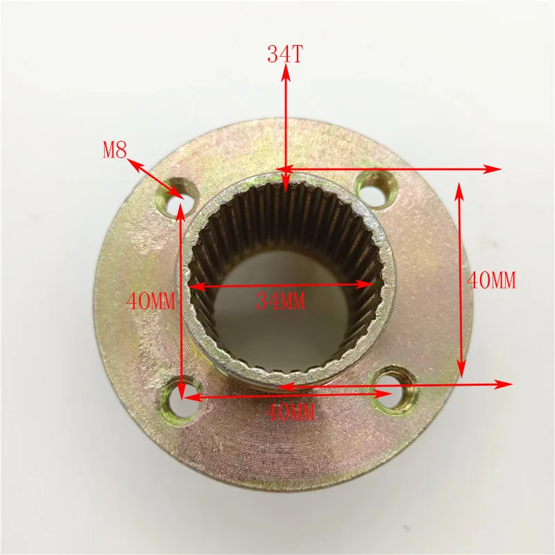 34T 4 holes Rear Brake Disc Sprocket Hub Fit for Buggy China Quad Bike 50cc 110cc 150cc 200cc Cargo ATV Go kart Parts image 2