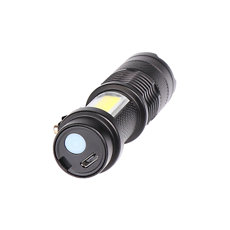 Mini LED Flashlight USB Rechargeable Zoom Tactical Torch Built In Battery XP-G Q5 COB Lamp Bulb Lantern Camping Fishing light