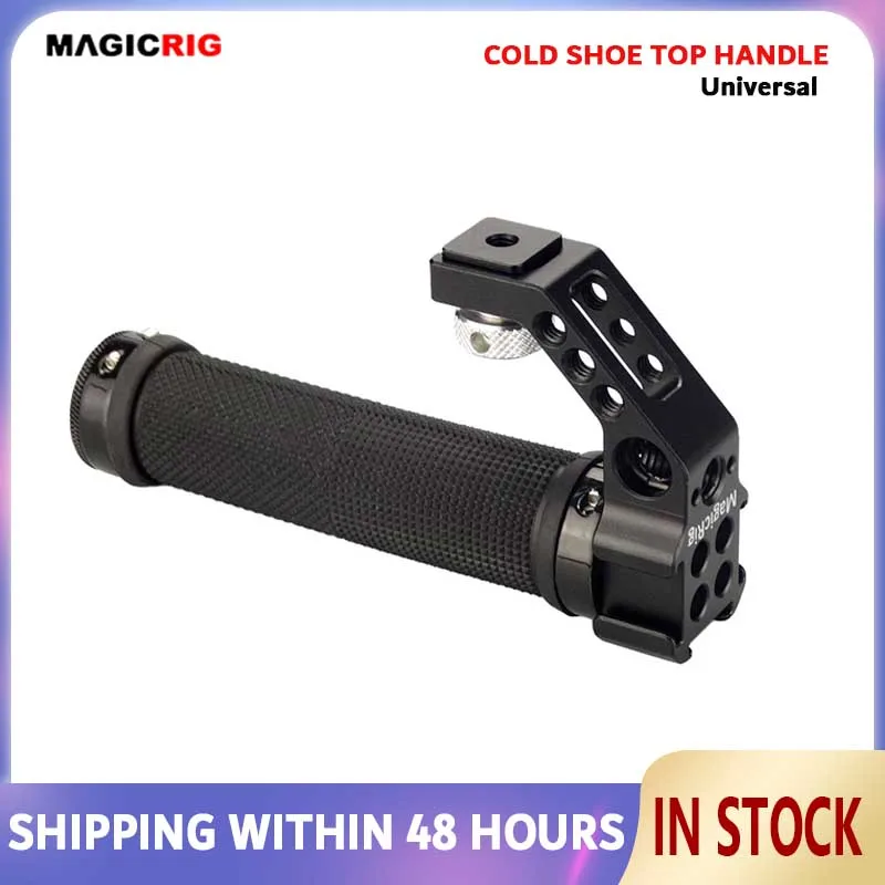 MAGICRIG Universal Top Handle Rubber Grip with 3 Cold Shoe 1/4'' Hole ARRI Hole for DSLR Camera for Flash Microphone Monitor