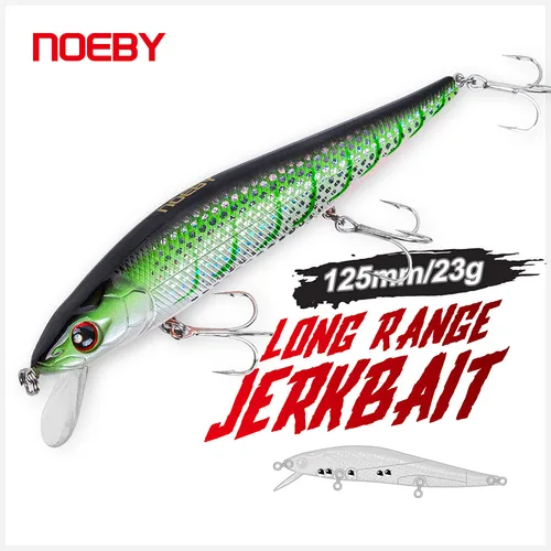 NOEBY-señuelo de pesca Wobbler flotante Minnow Jerkbait, 125mm, 23g, cebo Artificial de fundición larga para Lucio