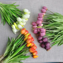 5pcs/Bouquet New Silicone Tulip Artificial Flower 40cm Real Touch Fake Plant B For Wedding Decoration Home Garen Acceeeories