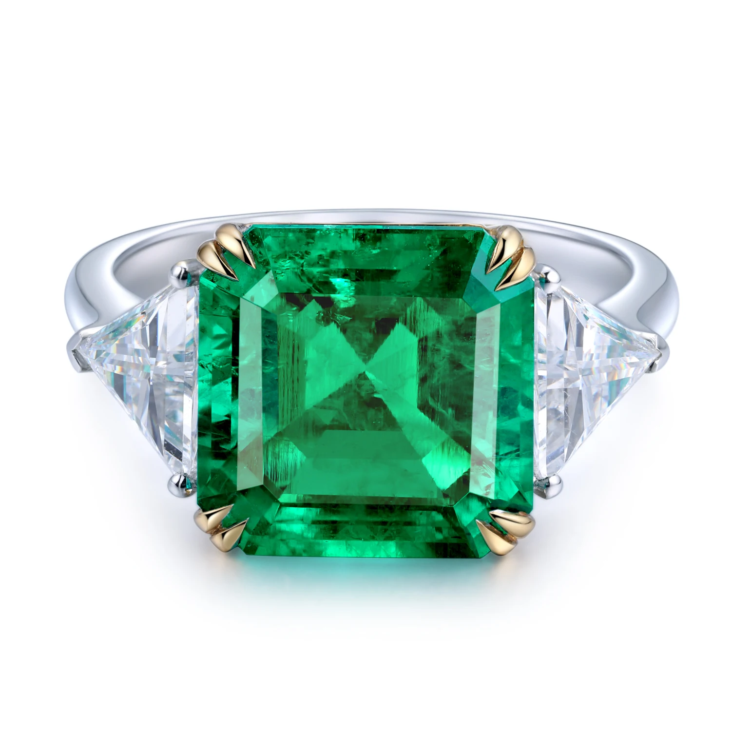 

Pirmiana Custom Design 9k Gold White 5.0ct Cushion Cut Lab Grown Emerald Ring Fashion Finger Jewelry