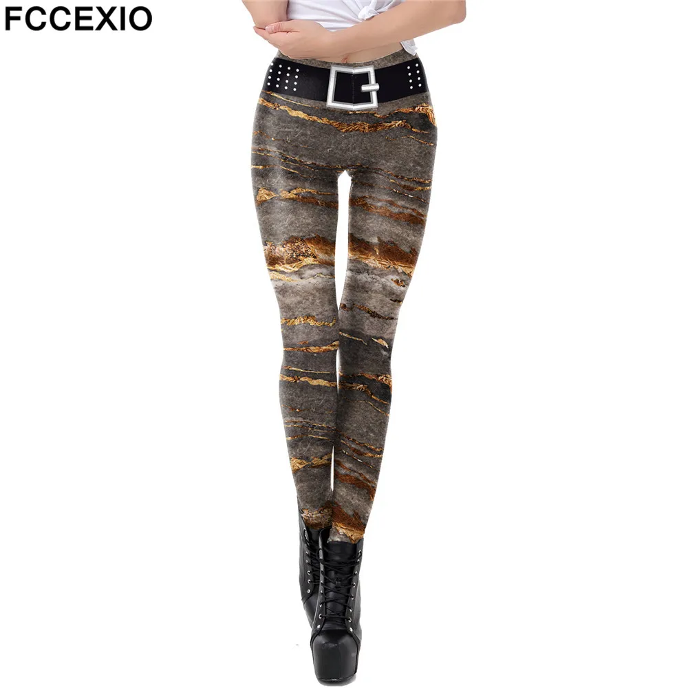 FCCEXIO Women Leggings 3D Printed Elastic Female Casual Costume Classic Workout Fitness Legging Sexy Skinny Tight Pant