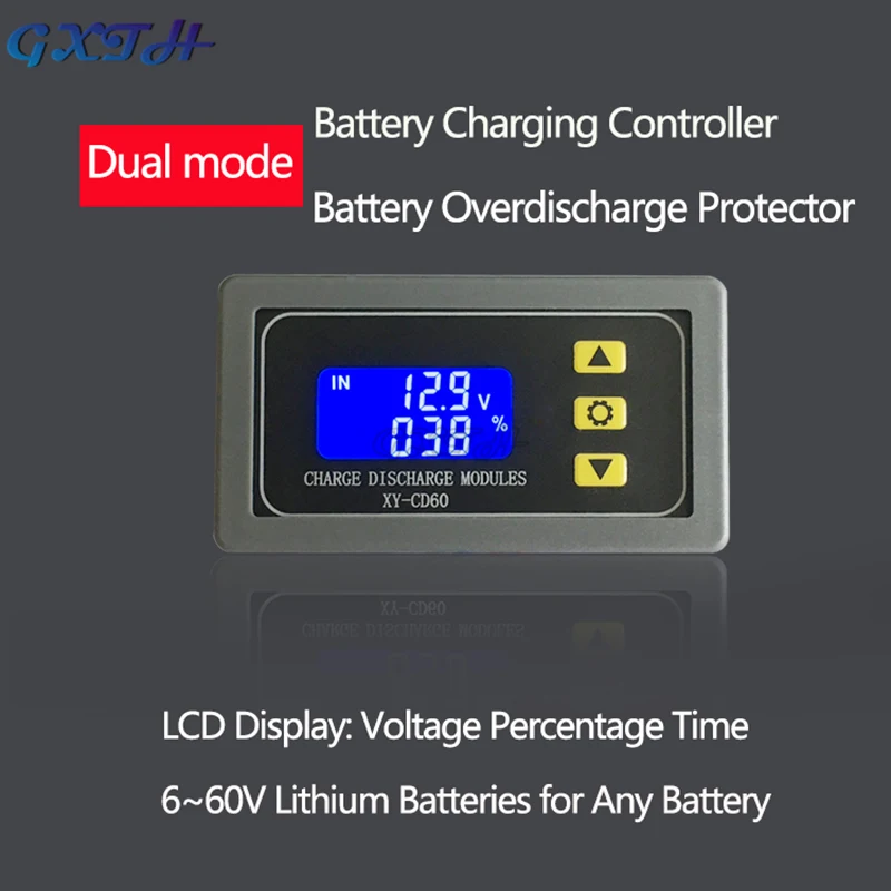 DC6-60V Battery Battery Charging Control Module Fully Powered Off DC Voltage Protection Undervoltage Depletion Protector XY-CD60