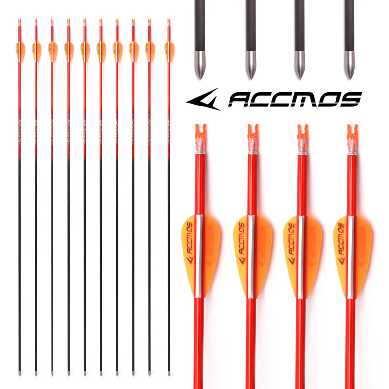 Hottest 2 Color Pure Carbon Arrow Spine 400-1000 ID 4.2mm Archery Orange /Yellow For Compound/Recuvre Bow Shoot