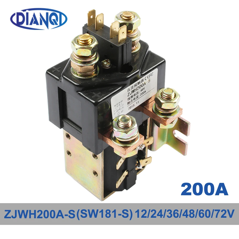 

SW181-S NO+NC 12V 24V 36V 48V60V72V 200A DC Contactor ZJWH200A-S for forklift handling drawing grab wehicle car winch PUMP MOTOR